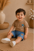 ست تیشرت و شلوارک پسرانه HUHU جنس نخ خالص -کد ۱۲۱