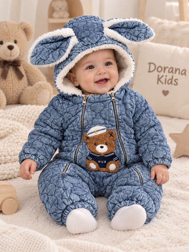 🐰 کاپشن سرهمی گرم نوزادی خرگوش خرسی کد15۵