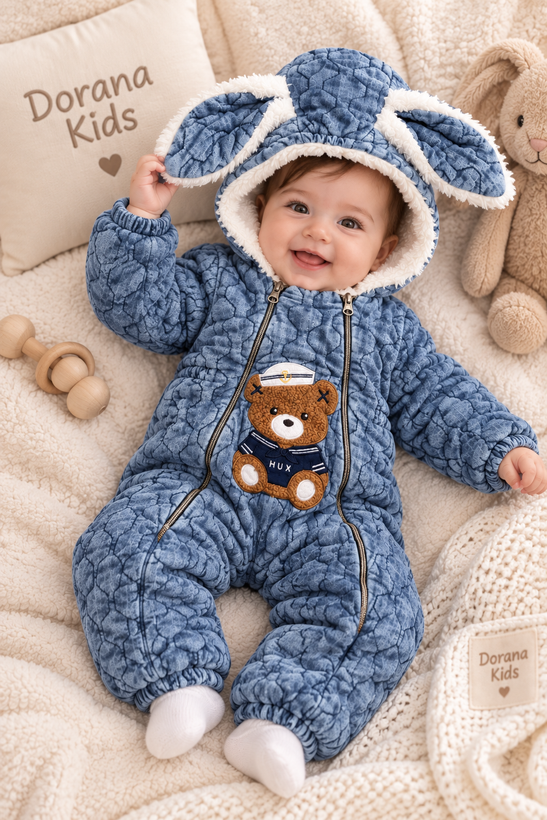 🐰 کاپشن سرهمی گرم نوزادی خرگوش خرسی کد15۵