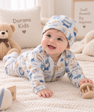 سرهمی نوزادی پسرانه خرسهای آبی + کلاه کد158