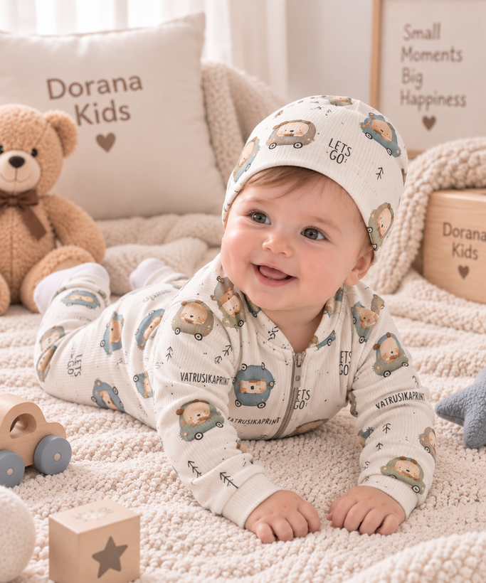 سرهمی نوزادی خرس ماشینسوار + کلاه کد15۹
