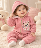 سرهمی کلاهدار نوزادی دخترانه «تدی رز» 🧸🌸کد 162