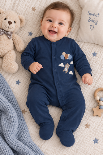 سرهمی جورابدار نوزادی لوپیلو آلمان | طرح خرس و بادکنک کد۱۶۷