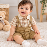 سرهمی نوزادی چهارخانه با بند ساسبندی کد ۱۸۲
